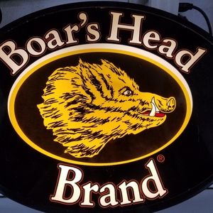 Neon Boars head hanging bar tavern light.